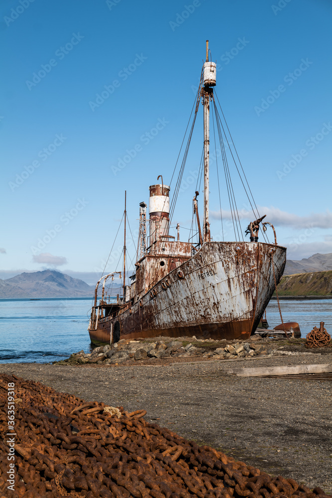 Old Whaling ship beached at Grytviken, South Georgia Old Whaling ship beached at Grytviken, South Georgia