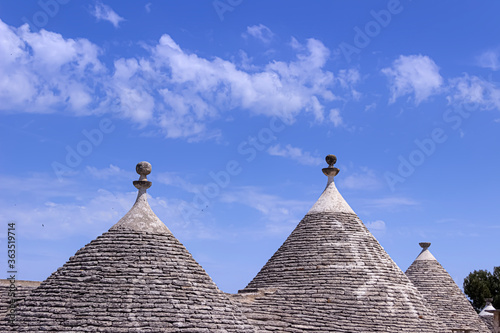Alberobello  Italy. Typical build with dry stone walls and conical roofs are unique to the world.