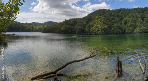 Forest and lake in the Croatian national park - Plitvice lakes