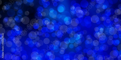 Dark BLUE vector background with bubbles. Glitter abstract illustration with colorful drops. Pattern for business ads.