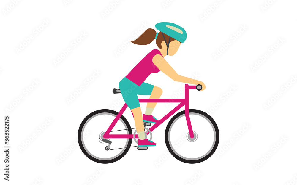 Young Woman riding bike cycling for fitness. Young Woman riding bike cycling for fitness.