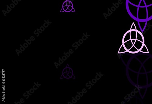 Dark Purple vector background with occult symbols.