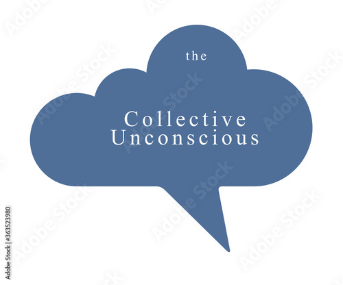 Collective unconscious psychology and sociology theme vector concept shown with speech bubble in a shape of cloud, symbolizes big data of people opinions and beliefs.