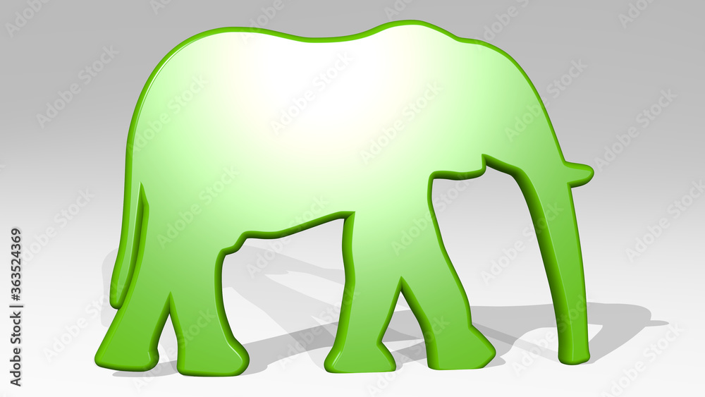 walking elephant stand with shadow. 3D illustration of metallic sculpture over a white background with mild texture. beautiful and people walking elephant stand with shadow. 3D illustration of metallic sculpture over a white background with mild texture. beautiful and people