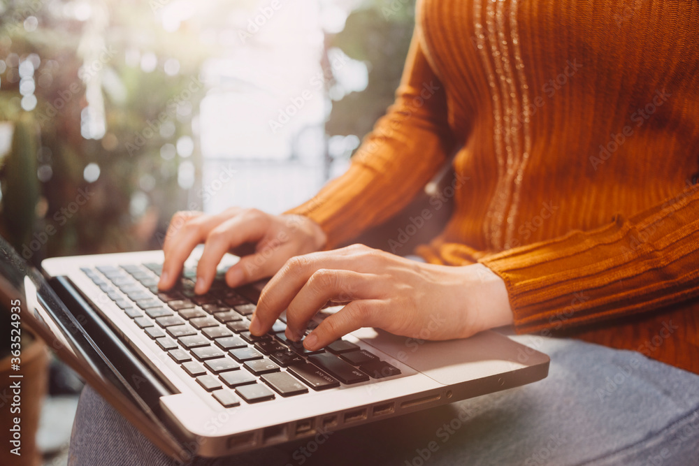 Naklejka premium Searching Browsing Internet Data Information with blank search bar.businessman working with smart phone, tablet and laptop computer on desk in office. Networking Concept