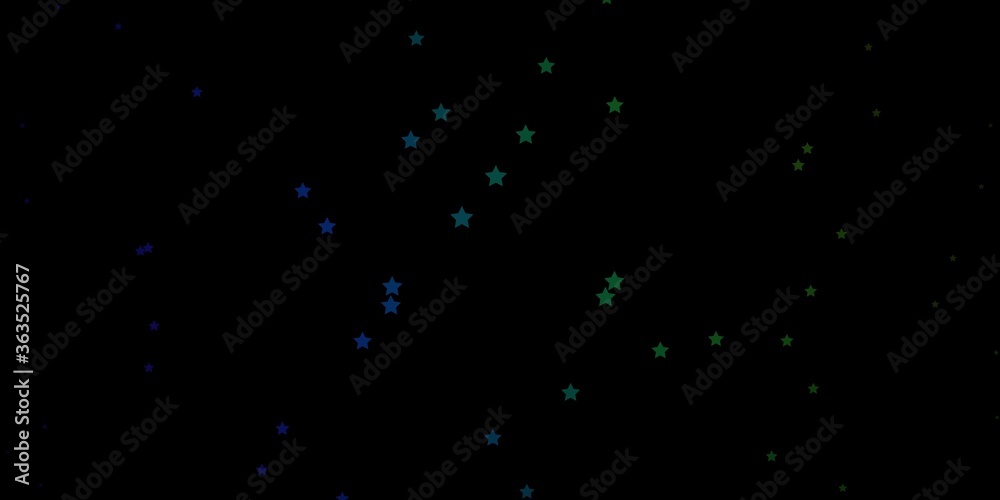 Dark Blue, Green vector layout with bright stars. Decorative illustration with stars on abstract template. Pattern for new year ad, booklets.