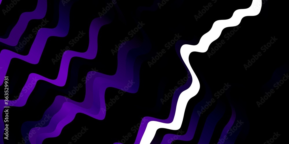 Dark Purple vector texture with wry lines. Abstract illustration with bandy gradient lines. Pattern for ads, commercials.