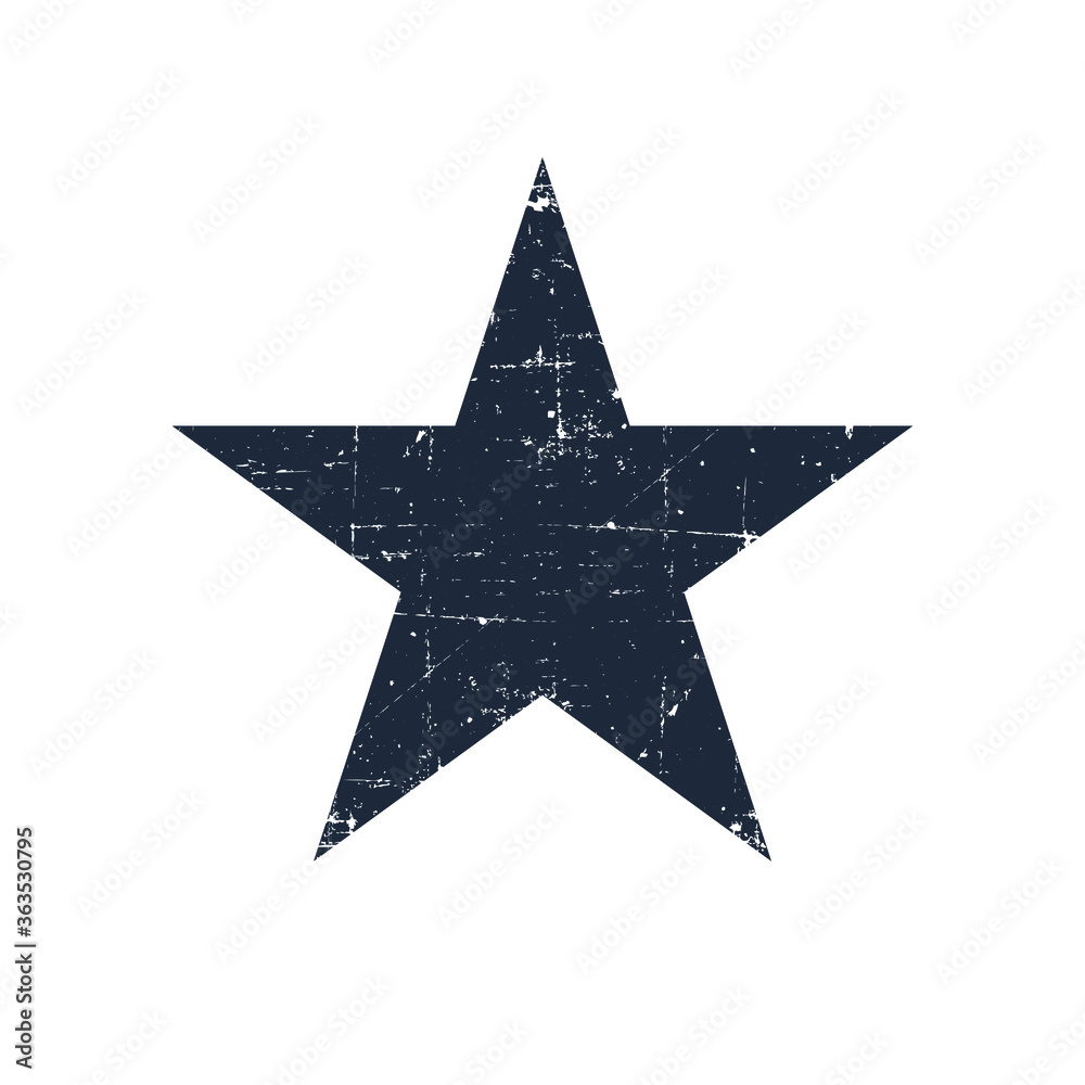 Obraz premium Star in grunge style. Star sign isolated on white background. Star symbol decorative element. Vector illustration