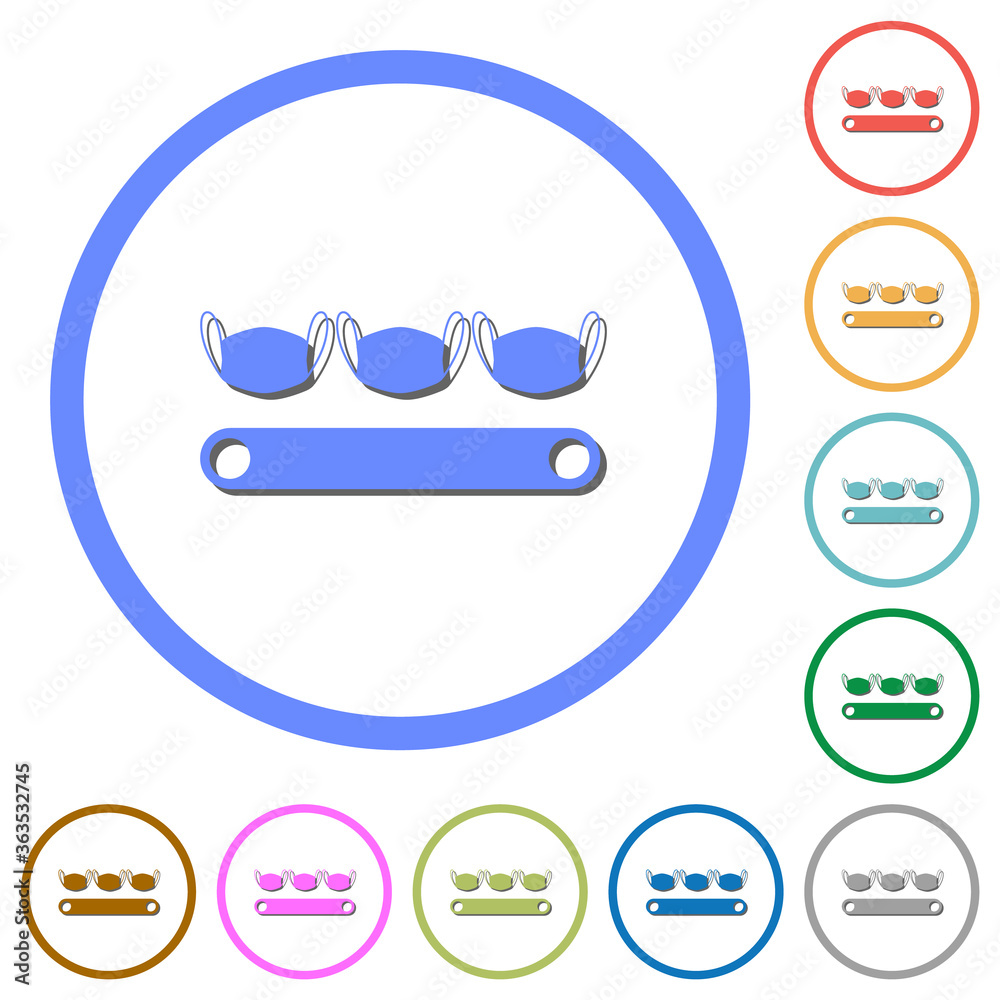 Mask manufacturing icons with shadows and outlines Mask manufacturing icons with shadows and outlines