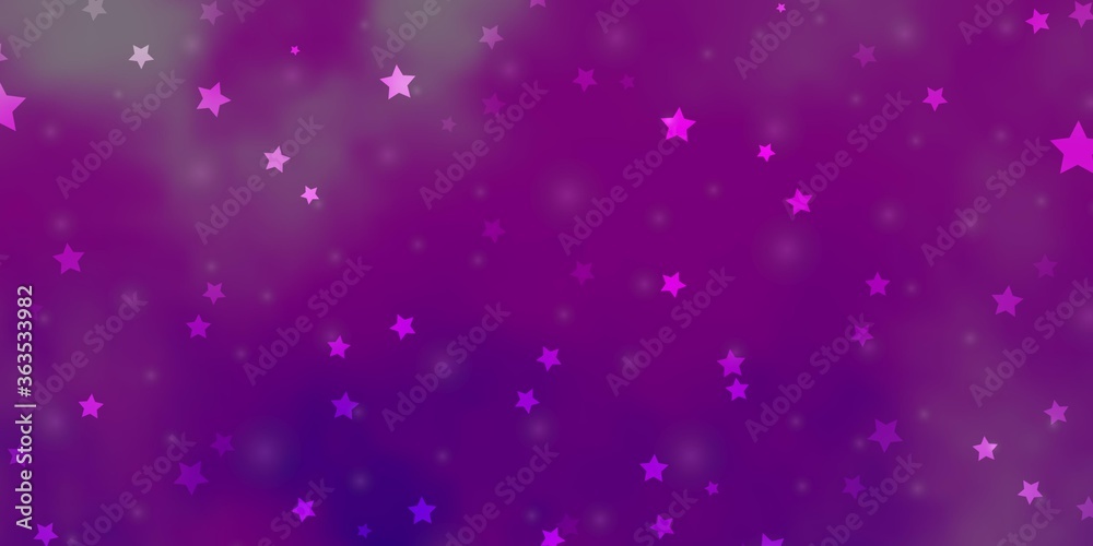 Light Purple vector layout with bright stars. Decorative illustration with stars on abstract template. Theme for cell phones.