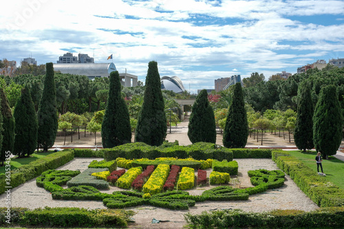 VALENCIA, SPAIN - May 2018: View of the Rio Turia Park in the city of Valencia