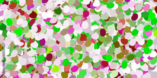 Light pink, green vector background with random forms.