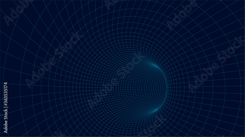 Fototapeta Naklejka Na Ścianę i Meble -  Abstract tunnel and wave background. Wireframe 3D surface tunnel. Tunnel background. Vector Illustration.