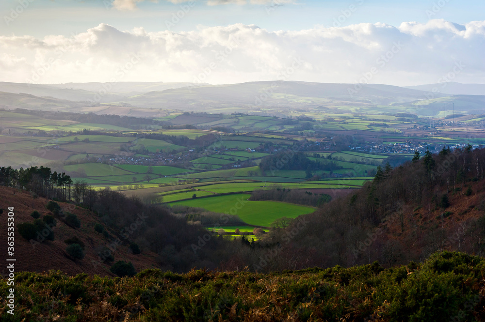View from Beacon Hill in the Quantocks, Somerset, towards Exmoor, UK