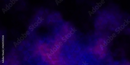 Dark Purple vector backdrop with lines, triangles.