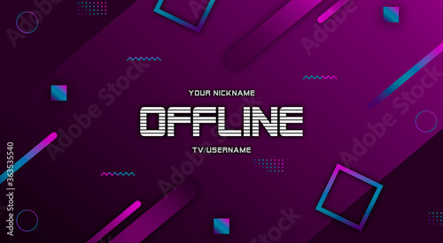 Offline Twitch Banner Background 16 9 For Stream Template Offline Purple Background With Gradient Shapes Screensaver For Offline Streamer Broadcast Gaming Offline Screen Stock イラスト Adobe Stock