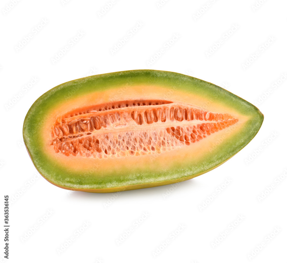 Muskmelon isolated on white background.With clipping path. Muskmelon isolated on white background.With clipping path.