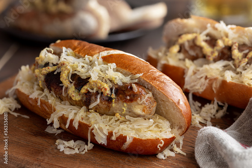 Photos Grilled Bratwurst on a Bun
