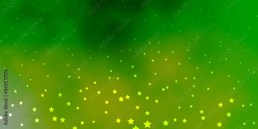 Dark Green vector template with neon stars. Shining colorful illustration with small and big stars. Design for your business promotion.