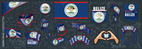 Vector set of the national flag of Belize in various creative designs