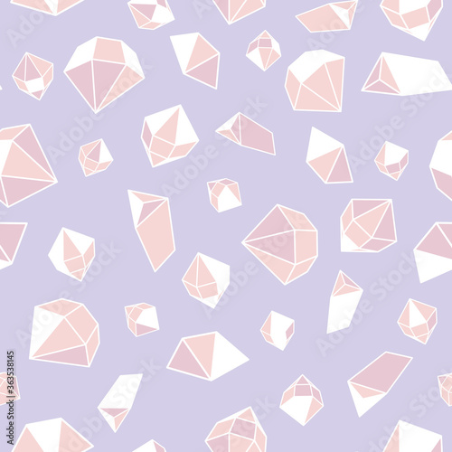 Pink gemstones seamless vector pattern. Crystal jewels surface print design for fabrics, stationery, textiles, backgrounds, wrapping paper, packaging and girly home decor.