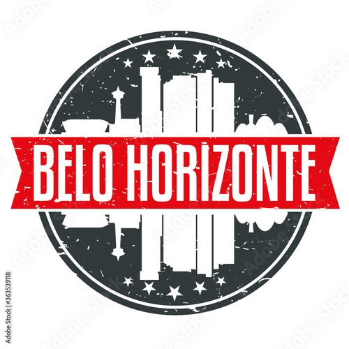 Belo Horizonte Brazil Round Travel Stamp. Icon Skyline City Design. Seal Tourism.