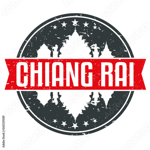 Chiang Rai Thailand Round Travel Stamp. Icon Skyline City Design. Seal Tourism.