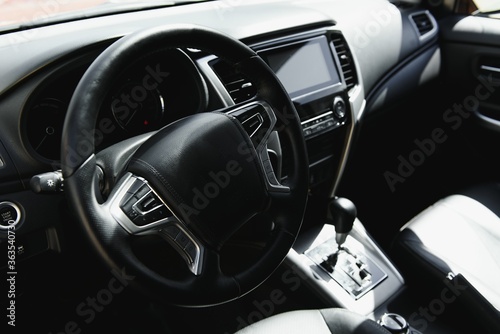 Interior of a modern new car. Isolated.