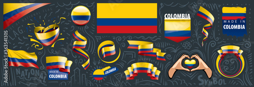 Vector set of the national flag of Colombia in various creative designs