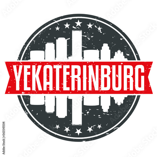 Yekaterinburg Russia Round Travel Stamp. Icon Skyline City Design. Seal Tourism.