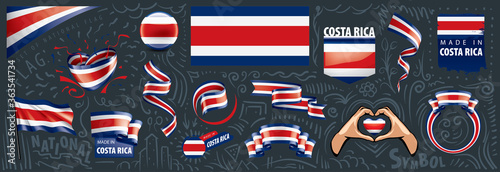 Vector set of the national flag of Costa Rica in various creative designs