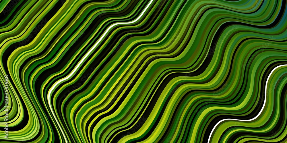 Light Green, Yellow vector background with bent lines. Abstract gradient illustration with wry lines. Pattern for websites, landing pages.