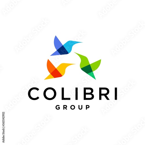 hummingbird colibri bird logo vector icon geometric illustration