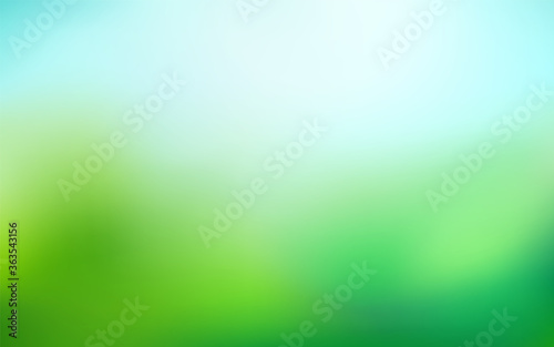 Nature blurred background with bokeh effect. Abstract Green gradient backdrop with sunlight. Ecology concept for your graphic design, banner or poster. Vector illustration.