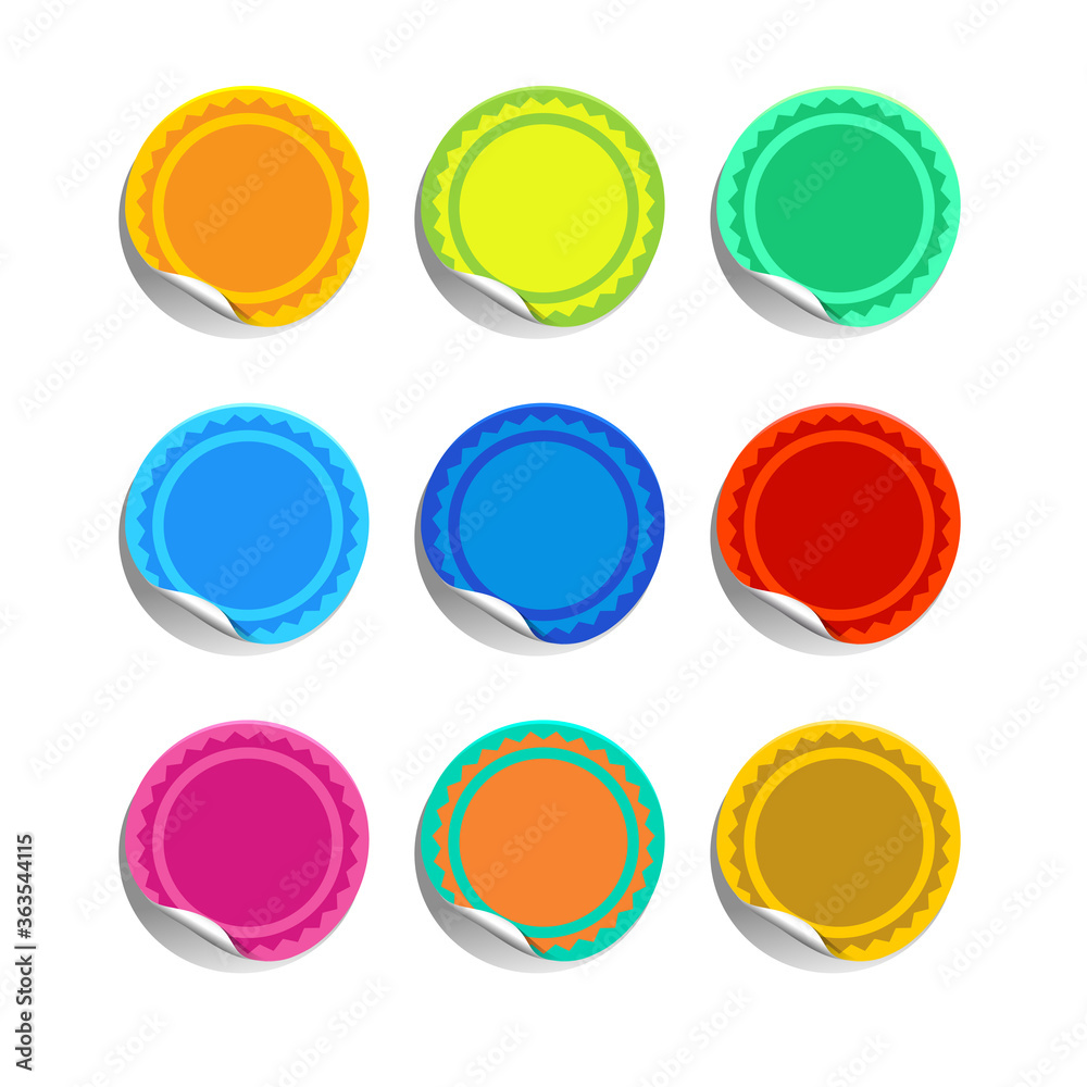 set of colored circle stickers set of colored circle stickers