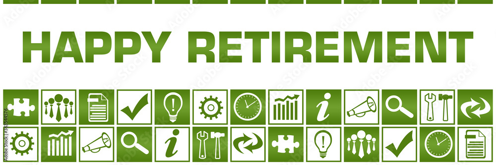 Happy Retirement Green White Box Grid Business Symbols Happy Retirement Green White Box Grid Business Symbols