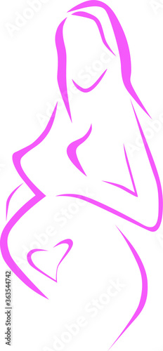 Pregnant Belly Illustration. Pregnant Woman Symbol  Isolated Icon Stylized Sketch