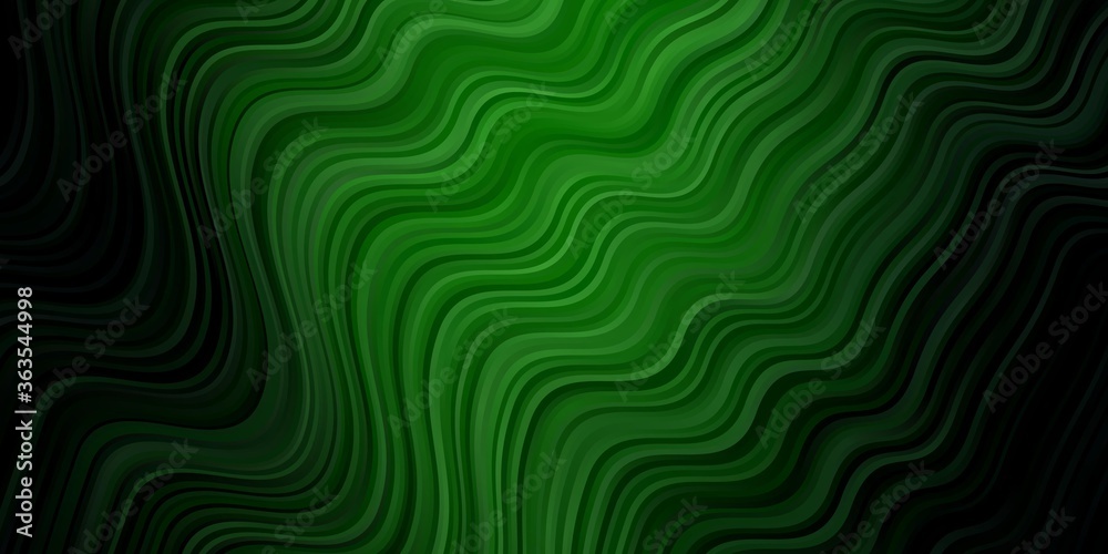 Dark Green vector backdrop with bent lines. Abstract gradient illustration with wry lines. Best design for your posters, banners.