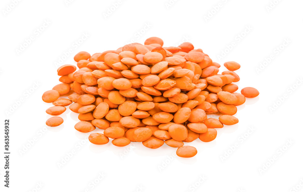 Pile lentil isolated on white background