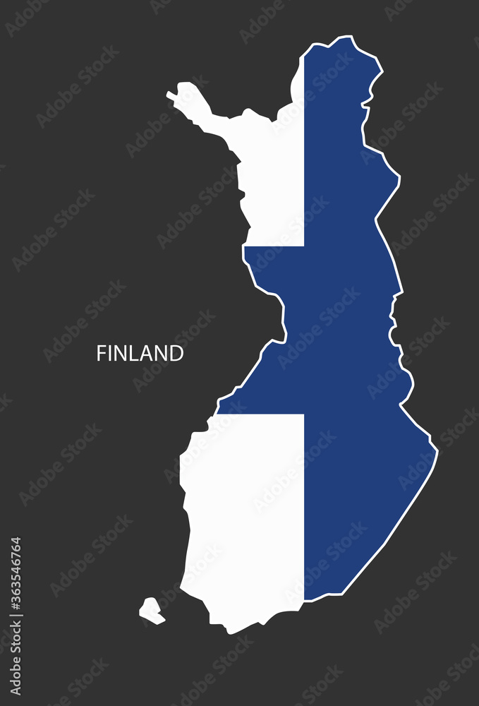 Sticker outline map of the Finland, flag Finland. Sticker outline map of the Finland, flag Finland.