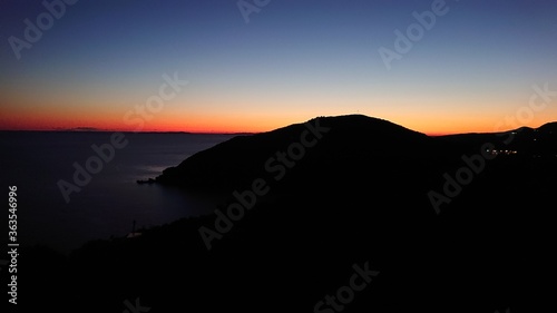 sunset over the Ionian sea and hill © Nicole