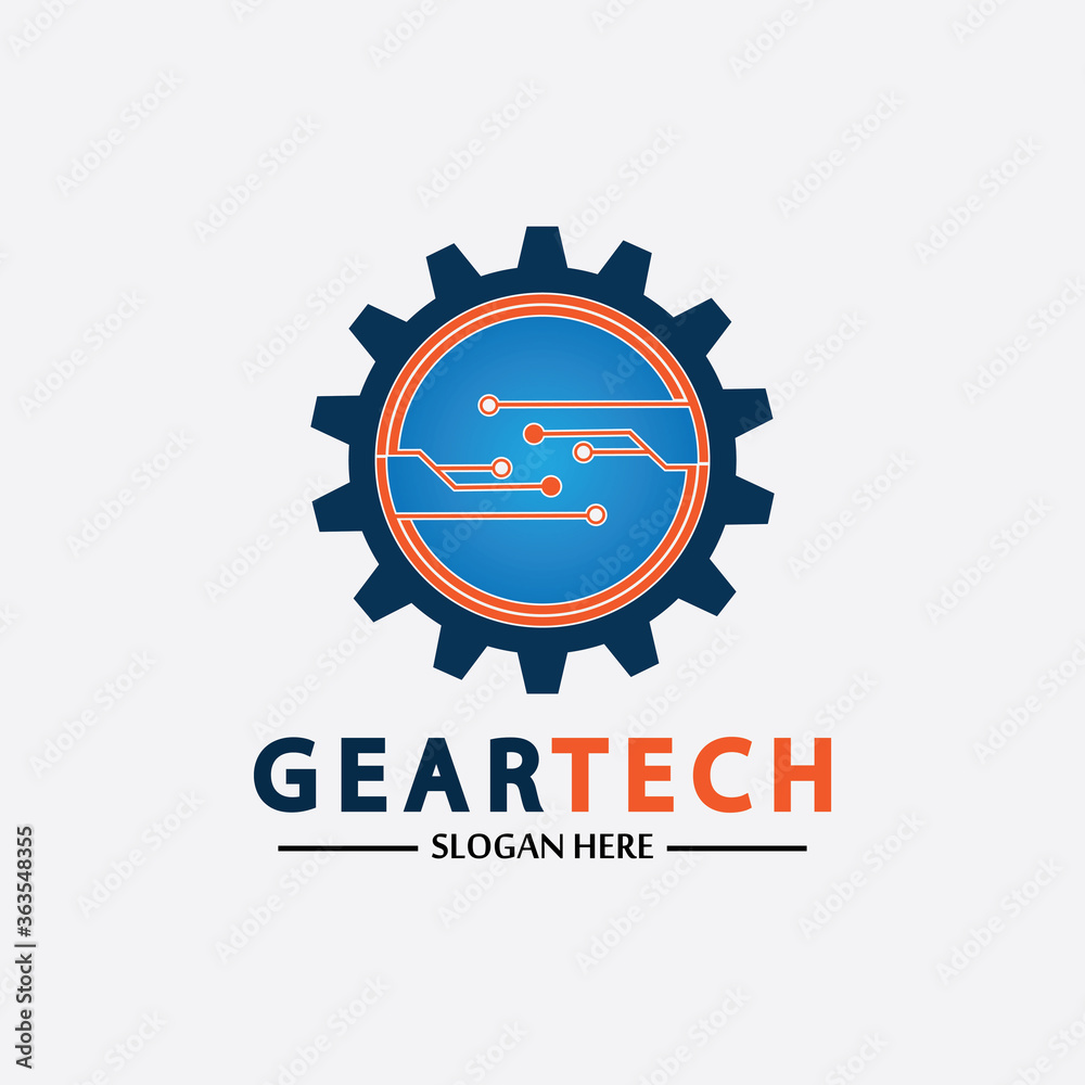 Tech gear logo vector design template. Technology Logo Template Design Vector, Emblem, Design Concept, Creative Symbol, Icon Tech gear logo vector design template. Technology Logo Template Design Vector, Emblem, Design Concept, Creative Symbol, Icon