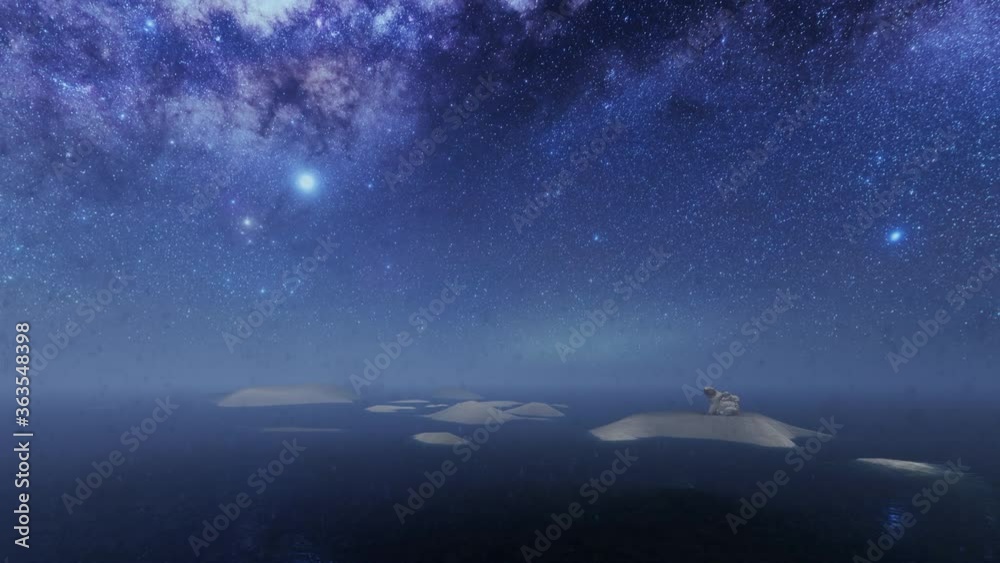 Bear and cub under northern sky, snow falling, 4K Bear and cub under northern sky, snow falling, 4K