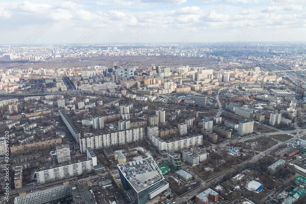 Russia, Moscow, 2019: view from the Ostankino TV tower to the city panorama