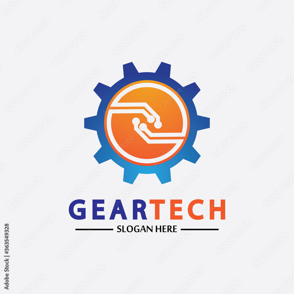 Tech gear logo vector design template. Technology Logo Template Design Vector, Emblem, Design Concept, Creative Symbol, Icon Tech gear logo vector design template. Technology Logo Template Design Vector, Emblem, Design Concept, Creative Symbol, Icon