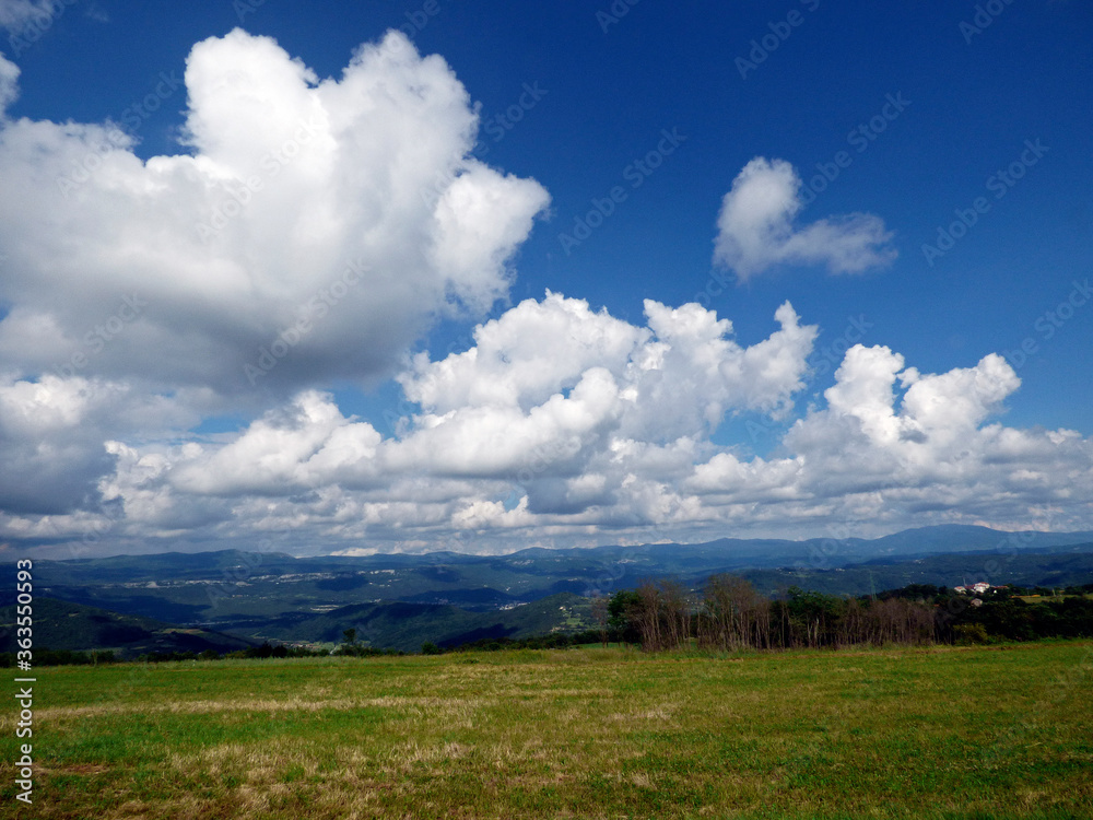 Croatia, Medulin, Nature Park Kamenjak, view of panorama whit clouds
