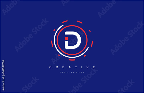 Letter D Modern Techno Circle Logotype