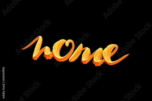 Inscription house written in bright fiery orange fire stroke on a black background. Overlay for your design