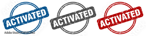 activated stamp. activated sign. activated label set