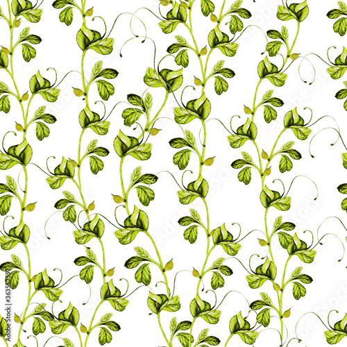 Watercolor seamless pattern with mocrogreen. 